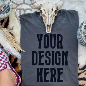 Comfort Colors Mockup, Western Shirt Mockup, Comfort Colors Pepper Mockup C1717, Tshirt Mockup, Trendy Flatlay Mockup, Trendy Mockup, png