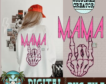 Trendy Mama Skeleton Hand PNG | Sublimation Design (Digital Download)