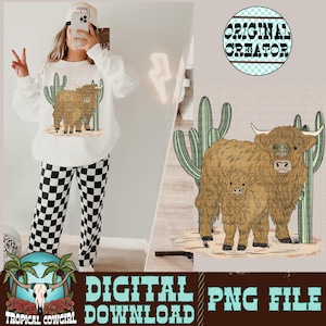 Highland Cow PNG| Baby Highland Cow png| Western png| Sublimation| Instant Download