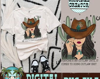 Cowgirl Geächtete PNG | Western Sublimationsdesign (Digitaler Download)