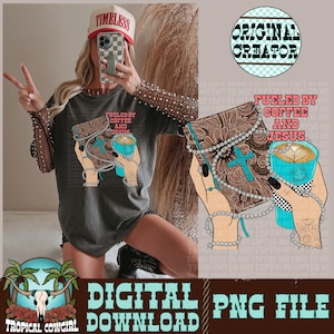 Fueled by coffee and Jesus png, coffee png, PNG sublimation Design Download, Christian png, religion png, bible verse png, faith png