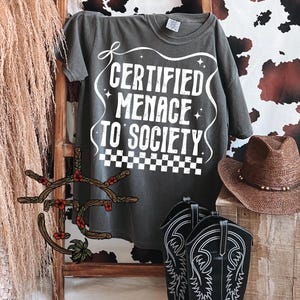 Certified menace to society, PNG, mental health png, funny png, adult humor png, witty png, sarcastic png, funny shirt design