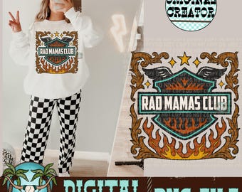 Western Mama PNG, Retro Rad Mamas Club Design (Digital Download)