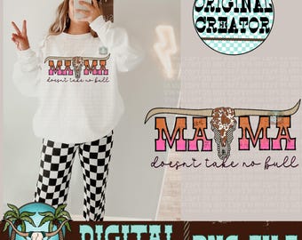 Mamá no aguanta tonterías PNG, diseño de camiseta occidental (descarga digital)