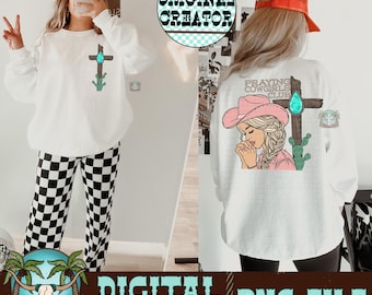 Vaquera cristiana PNG, diseño de camiseta vaquera (descarga digital)