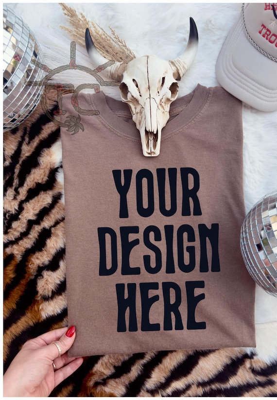 Comfort Colors 1717 Espresso T-Shirt Flatlay Mockup (JPG)