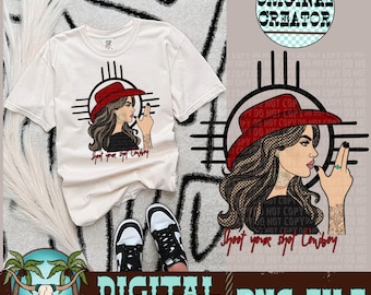 Cowgirl Shirt Design, Western PNG, Vintage Cowgirl (Digital Download)