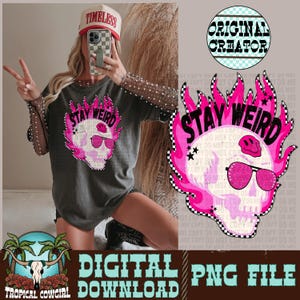 Stay Weird Skull PNG | Rocker Sublimation Design (Digital Download)