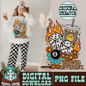 Zaparzona kawa w innym formacie PNG, modny zachodni design (natychmiastowe pobranie)