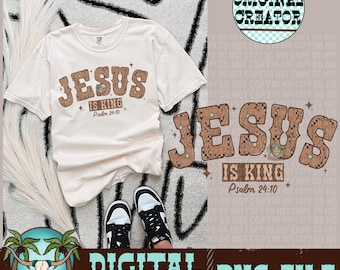 Jesus ist König PNG, westliches christliches Design (Digitaler Download)