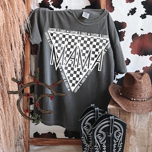 Retro Mama Shirt Design, Grunge Checkered Print (Digital Design png)