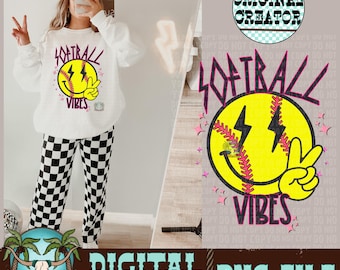 Softball Vibes PNG | Sports Mom Sublimation (Digital Download)