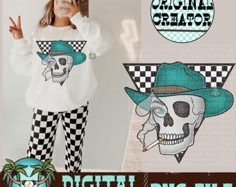 Cowboy Skull PNG, Western Shirt Design (Instant Download)