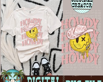 Howdy Cowgirl PNG | Retro Western Sublimation (Digital Download)