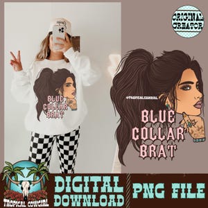 Blue Collar png, Cowgirl png, western shirt design, western png, western mama, png, sublimation, digital download, trendy png, trendy