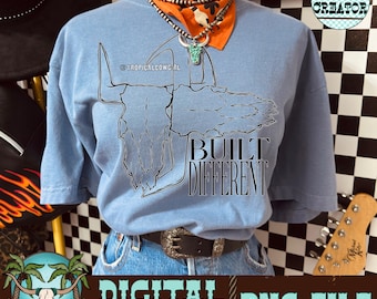 Western Cow Skull PNG, t-shirt graphique cow-girl audacieux (téléchargement numérique)