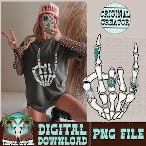 Westerse skelethand, png | Westerse skeletsieraden, png | Western-turkoois sieraden| PNG| Westerndesign| Shirtontwerp| Sublimatiepng