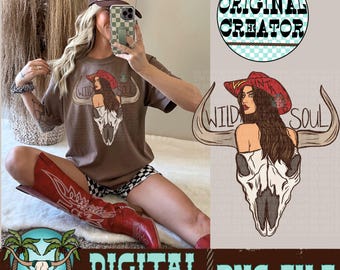 Wild Soul Cowgirl PNG, Western Shirt Design (Digital Download)