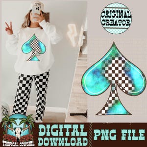 Spade PNG, Western Shirt Design, Cowgirl png, Western Retro png, Checkered png, Spade Design, Sublimation