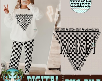 Mama Shirt Design, Retro Checkered PNG (Digital Download)