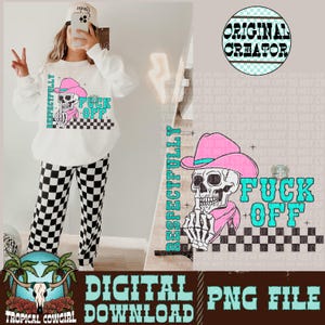 Respectfully PNG, F Off PNG, Skull png, Western png, Retro png, Sublimation, dtf transfer, Western Shurt Design, Trendy png