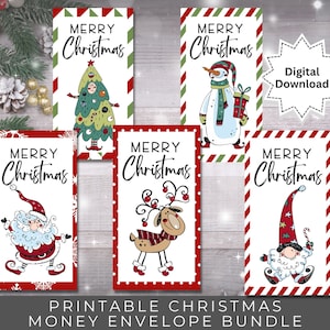 Druckbare Weihnachts Geld Umschlag Bündel | 5er Set lustige Weihnachtsmotive | Geldgeschenk Umschlag | Sofort PDF Download