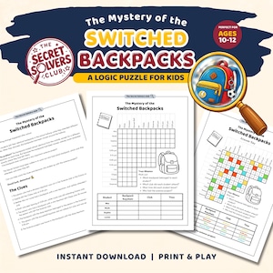 Kids Logic Grid Puzzle Printable | Mystery Activity Ages 10–12 | Secret Solvers