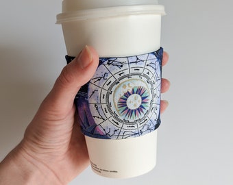 Himmlische Kaffeetassenhülle, Sternzeichen-Kaffeehülle, wiederverwendbarer Kaffeetassenhalter, Kaffeetassen-Gemütlichkeit