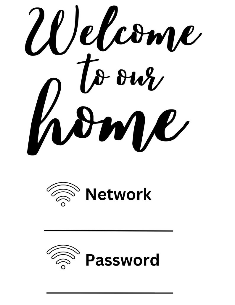 to Our Home WIFI Password Sign Air B and B Easy Download PDF Etsy