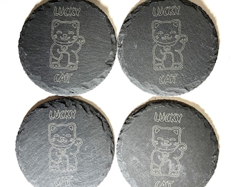 Lucky Cat coaster a set of 4