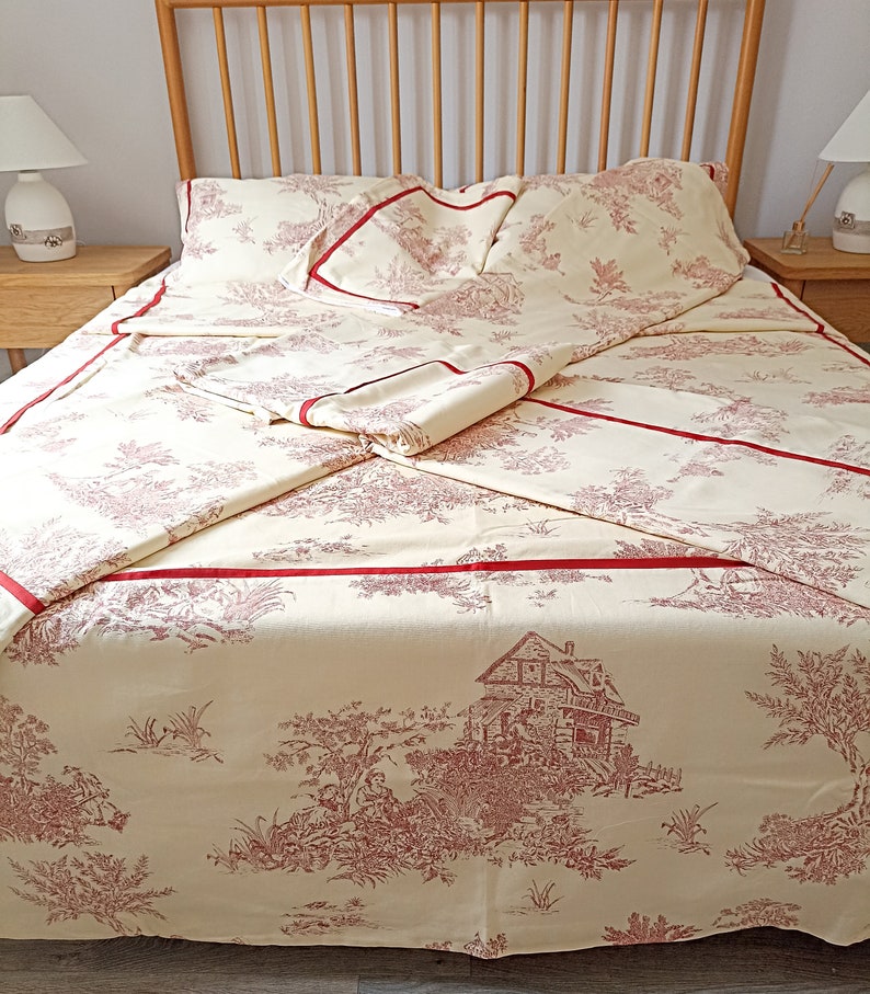 Toile De Jouy Bedspread Set, Toile Bedding, French Country Bedding