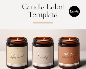 Candle Label Template Canva, Editable Candle Jar Sticker, Modern Candle Label Design, Printable Custom Product Label, DIY 3x3 Candle Label