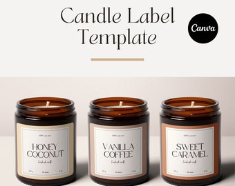 Candle Label Template for Canva, Editable Sticker for Candle Jar, Modern Candle Label Design, Custom Product Label, Printable Candle Label