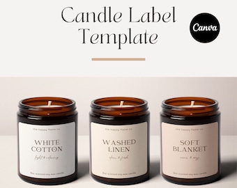 Candle Label Template for Canva, Editable Candle Label, Modern Candle Label Design, Printable Custom Product Label, 3x3 Candle Jar Sticker