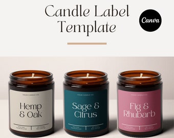 Modern Candle Label Template for Canva, Candle Sticker, Editable Candle Label, DIY Custom Product Label, Candle Jar Label, 3x3 candle labels