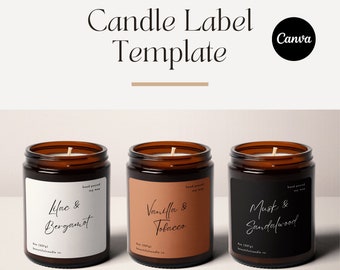 Candle Label Template for Canva, Modern Candle Label Design, Candle Jar Sticker, DIY Custom Product Label, Editable 3x3 Candle Label