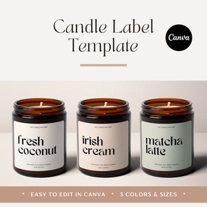 Candle Label Template for Canva, Editable Candle Jar Sticker, Modern Candle Label Design, Printable Candle Label, DIY Custom Product Label