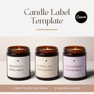 Candle Label Template for Canva, Minimalistic Candle Label Design, Candle Jar Sticker, Editable Custom Product Label, DIY Candle Label