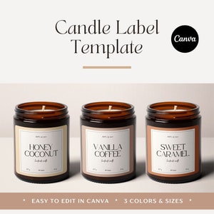 Candle Label Template for Canva, Editable Sticker for Candle Jar, Modern Candle Label Design, Custom Product Label, Printable Candle Label
