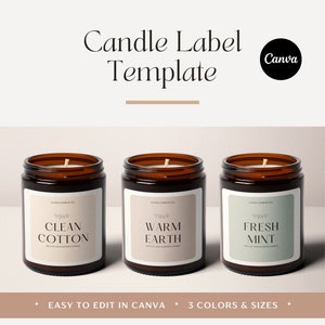 Candle Label Template for Canva, DIY Editable Candle Sticker, Modern Printable Candle Label, Custom Candle Jar Label, Candle Business Bundle