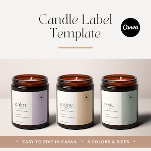 Candle Label Template for Canva, Scented Candle Label, Candle Sticker, Editable Product Label, Printable Candle Label, Instant Download