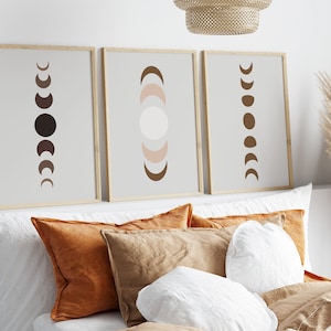 Mid Century Art Prints Set of 3, Neutral Modern Wall Art Decor, Minimalist Digital Prints, Boho Style Art Prints, Abstract Wall Art Set of 3