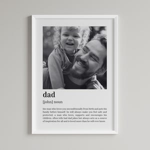Custom Dad Definition Print, Personalized Definition Print, Dad Quote, Gift For Dad, Dad Print, Custom Gift With Photo, Dad Gift, Dad Poster