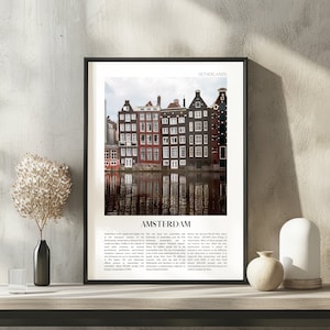 Amsterdam Canal Houses Print: Netherlands Travel Poster (Digital Download)