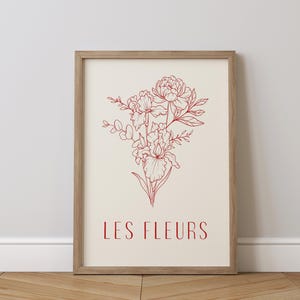 Retro Floral Print: &#39;Les Fleurs&#39; Botanical Wall Art (Digital Download)