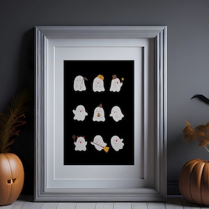 Ghost Wall Art, Halloween Bathroom Wall Decor, Funny Art, Trendy Halloween Wall Art, Dark Academia, Vintage Poster, Art Poster Print