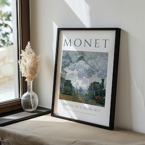 Monet &#39;Arrival of a Train&#39; Exhibition Poster, Vintage Wall Art (PDF)