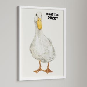 Funny Duck Art Print: Retro Farmhouse Bathroom Decor (Digital Download)