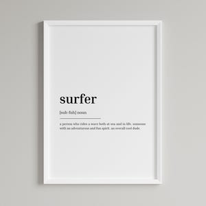 Surfer Definition Print: Minimalist Wall Art (Digital Download)
