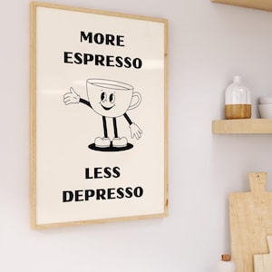 Espresso Kitchen Print: Funny Coffee Poster, Retro Wall Art (Digital Download)